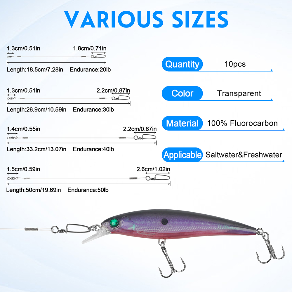 10Pcs Fluorocaron Fishing Lead - Fluorocarbon Line ulasan dan harga