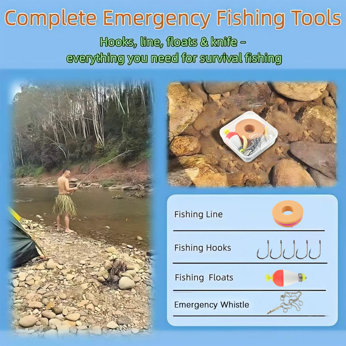 Portable Emergency Fishing Gea - Fishing Line Box ulasan dan harga