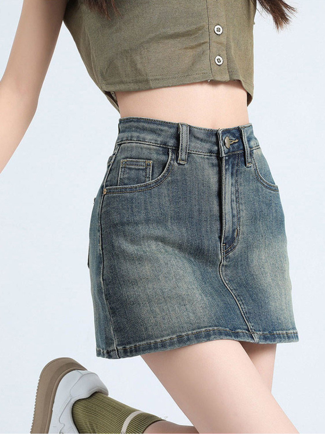 Women's Vintage Washed Denim S - Fly Line ulasan dan harga