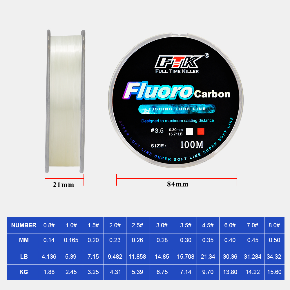 FTK 100m 4.13-34.32LB Fluoroca - Fluorocarbon Line ulasan dan harga